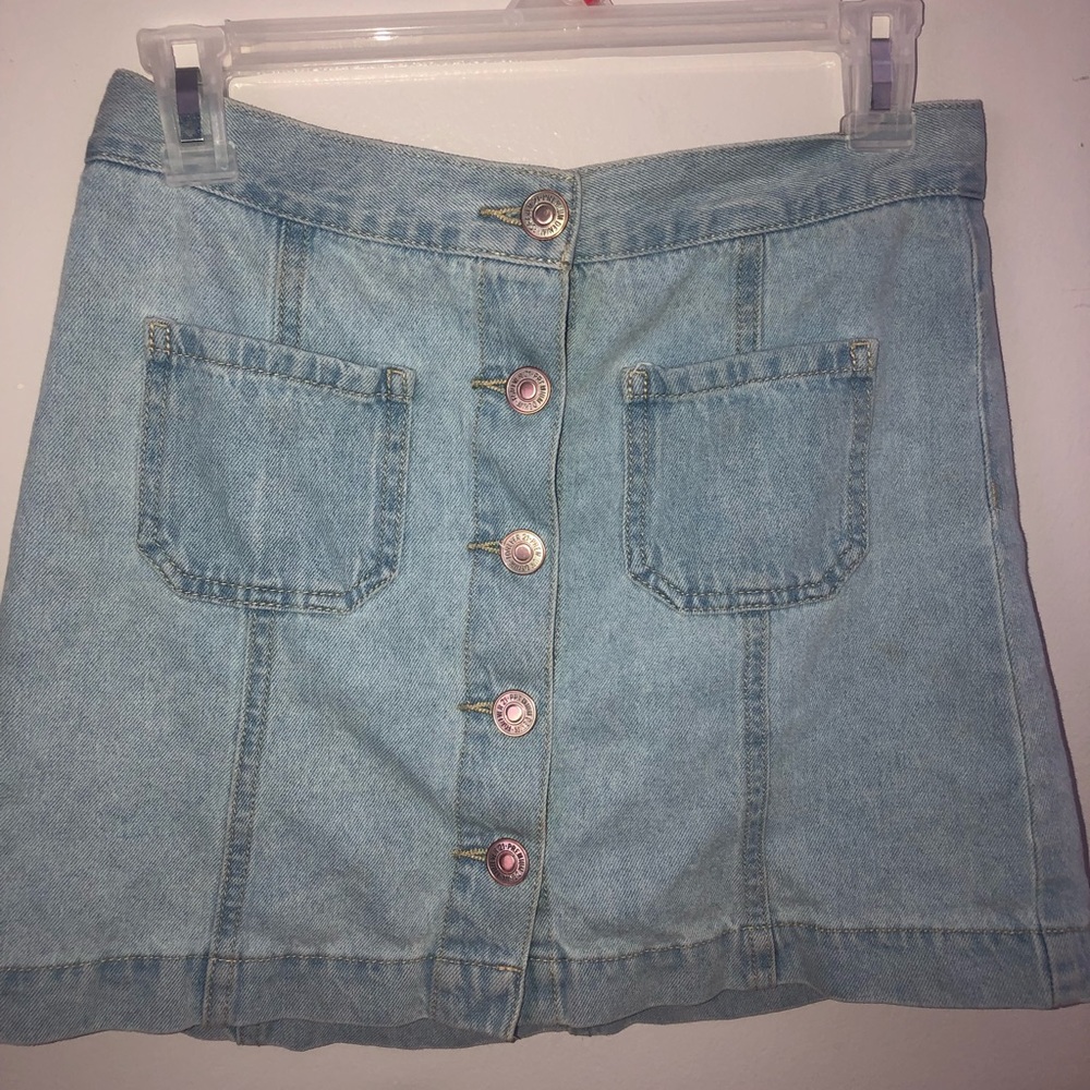 High Waisted Jean Button Skirt